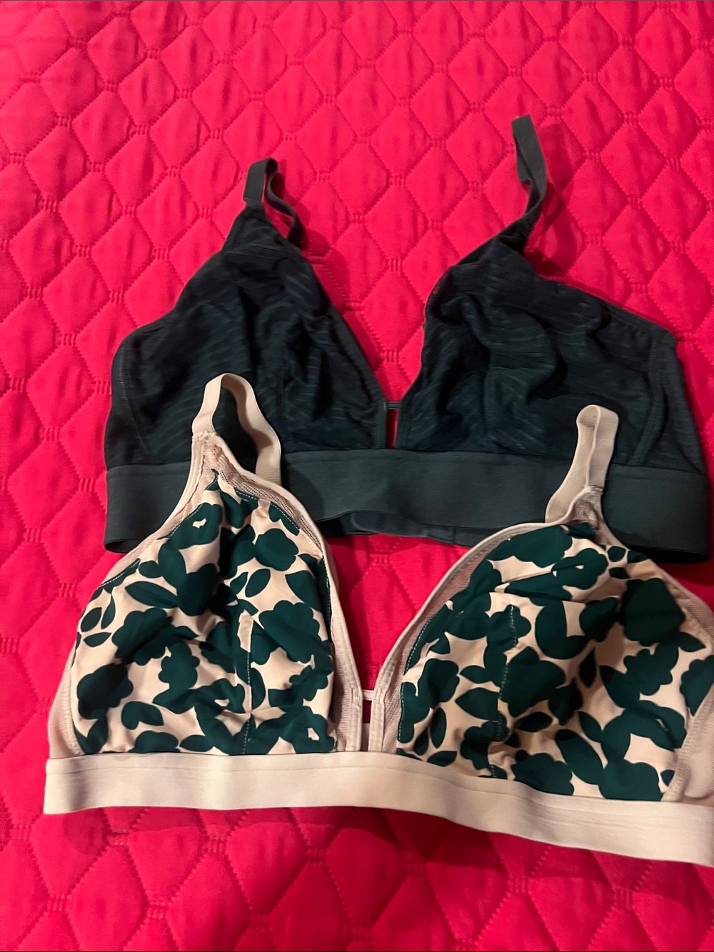 Lively Two-Pack Bralettes - Teal & Cream with Teal Floral